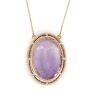 10K Rose Gold, Amethyst and Diamond, Halo Pendant Necklace - 4