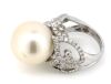 14K White Gold, White Cultured South Sea Pearl and Diamond, Cocktail Ring - 3