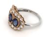 14K White/Rose Gold, Blue Sapphire and Diamond, Trilogy Style Halo Ring - 2