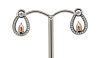 14K White/Rose Gold, Pink Diamond and Diamond, Halo Earrings - 3