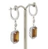 14K White Gold, Orange Sapphire and Diamond, Drop Earrings - 2