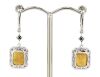 14K White Gold, Orange Sapphire and Diamond, Drop Earrings - 3