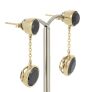 14K Yellow Gold and Black Diamond, Halo Chain Drop Earrings - 2