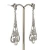 14K White Gold and Diamond, Art Deco Drop Earrings - 2