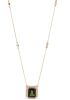 14K Rose Gold, Green Tourmaline and Diamond, Halo Pendant Necklace - 2