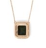 14K Rose Gold, Green Tourmaline and Diamond, Halo Pendant Necklace - 4