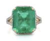 14K Yellow/White Gold, 8.50ct Colombian Emerald and Diamond, Split Band Ring