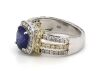 14K Yellow/White Gold, 2.16ct Ceylon Blue Sapphire, Halo Split Band Ring - 2