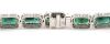 14K White Gold, Emerald and Diamond, Halo Line Bracelet - 6