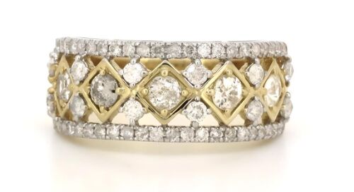 14K Yellow Gold and Diamond, Multi-Row Statement Ring