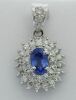 Platinum Saphire and Diamond Double Halo Pendant - 2