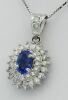 Platinum Saphire and Diamond Double Halo Pendant - 3