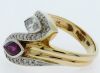 18K Yellow Gold and Platinum Ruby and Diamond Bypass Dress ring - 2