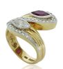 18K Yellow Gold and Platinum Ruby and Diamond Bypass Dress ring - 4