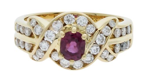 18K Yellow Gold Ruby and Diamond Dress Ring