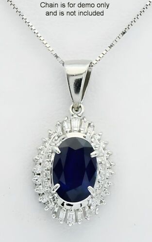 Platinum Sapphire and Diamond Pendant