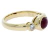 18K Yellow Gold Ruby and Diamond Trilogy Ring - 3