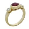 18K Yellow Gold Ruby and Diamond Trilogy Ring - 4