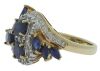 18K Yellow and White Gold Sapphire and Diamond Art deco style dress ring - 2