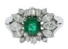 Platinium Emerald and Diamond Art deco style dress ring