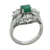 Platinium Emerald and Diamond Art deco style dress ring - 4