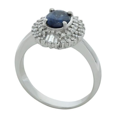 Platinum Sapphire and Diamond Dress Ring