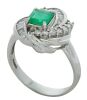 Platinum Emerald and Diamond Art Deco Dress Ring - 2