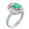 Platinum Emerald and Diamond Art Deco Dress Ring - 3