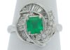 Platinum Emerald and Diamond Art Deco Dress Ring - 4