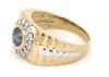 14K Yellow Gold, Blue Diamond, Halo Gents Ring - 2