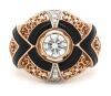 14K Rose Gold, Diamond and Black Onyx, Statement Ring