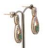 14K Rose Gold, Emerald and Diamond, Infinity Drop Earrings - 2