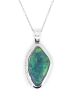 14K White Gold, 4.07ct Solid Black Opal and Diamond, Pendant Necklace