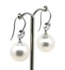 14K White Gold, White Cultured South Sea Pearl and Diamond, Drop Earrings - 2