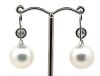 14K White Gold, White Cultured South Sea Pearl and Diamond, Drop Earrings - 3