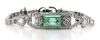 14K White Gold, 2.57ct Colombian Emerald and Diamond, Art Deco Bracelet