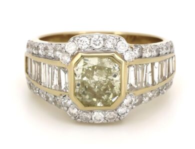 14K Yellow Gold, Fancy Yellow Diamond, Cocktail Ring