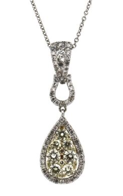 9K Yellow/White Gold, Diamond Pendant and Chain.