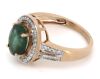 14K Rose Gold, Emerald and Diamond, Antique Style Halo Ring - 2