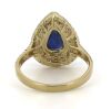 14K Yellow Gold, Blue Sapphire and Diamond, Double Halo Ring - 3