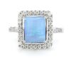 14K White Gold, 2.35ct Australian Boulder Opal and Diamond, Halo Ring