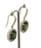 14K Yellow Gold, Green Sapphire and Diamond, Halo Earrings - 2