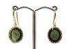 14K Yellow Gold, Green Sapphire and Diamond, Halo Earrings - 3