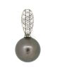 14K White Gold, Black Tahitian Pearl and Diamond Pendant