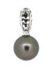 14K White Gold, Black Tahitian Pearl and Diamond Pendant - 3