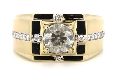 14K Yellow Gold, Champagne Diamond, Gents Ring