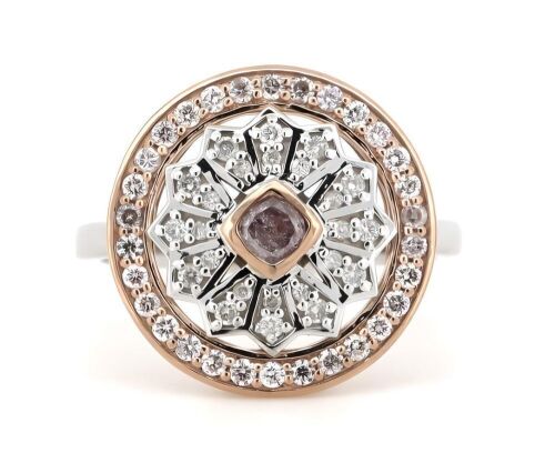 14K White & Rose Gold, Pink Diamond, Decorative Halo Ring