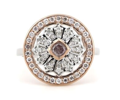 14K White & Rose Gold, Pink Diamond, Decorative Halo Ring