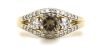 14K Yellow Gold, Champagne Diamond, Trilogy Style Ring