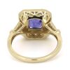 14K Yellow Gold, Tanzanite and Diamond, Antique Style Halo Ring - 3